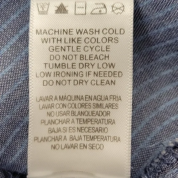 STANDARD GRACE WOMEN'S 3/4 SNAP UP LONG SLEEVE CHAMBRAY STONE WASH TOP SIZE M - Picture 11 of 11